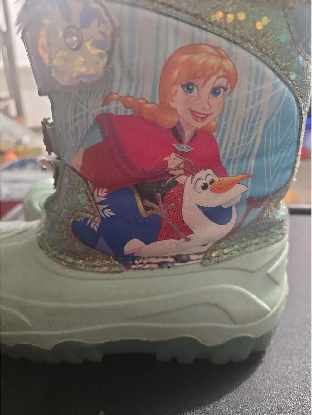 Disney Frozen Elsa & Anna Girls Glitter Winter Snow Boots Size 11Y - Picture 3 of 6